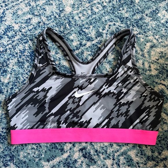 Nike Dri-Fit | Black, Grey and Pink Printed Sports Bra - Picture 3 of 12